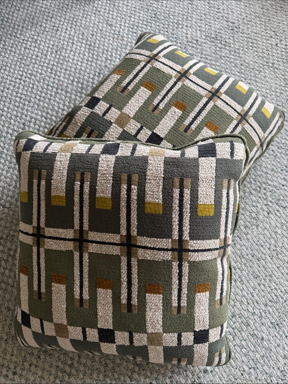 Geometric Olive Green Decorative Throw Pillow - Unknown Brand
